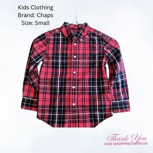 Chaps Red Plaid Button Down Shirt for Kids